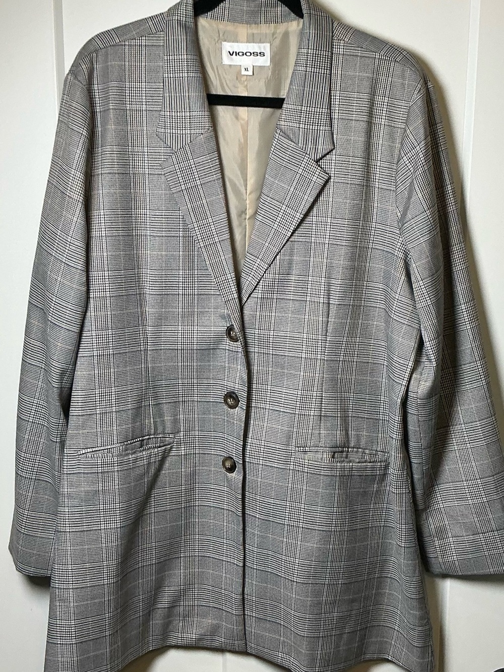 Vigoss Gray Plaid Oversized Blazer XL